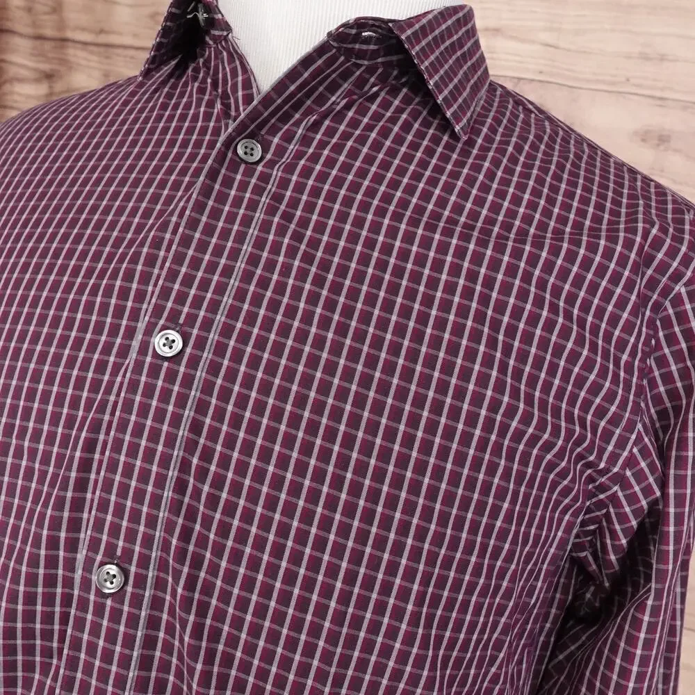Banana Republic Shirt Mens Medium Plaid Non Iron Tailored‎ Slim Fit Long Sleeve